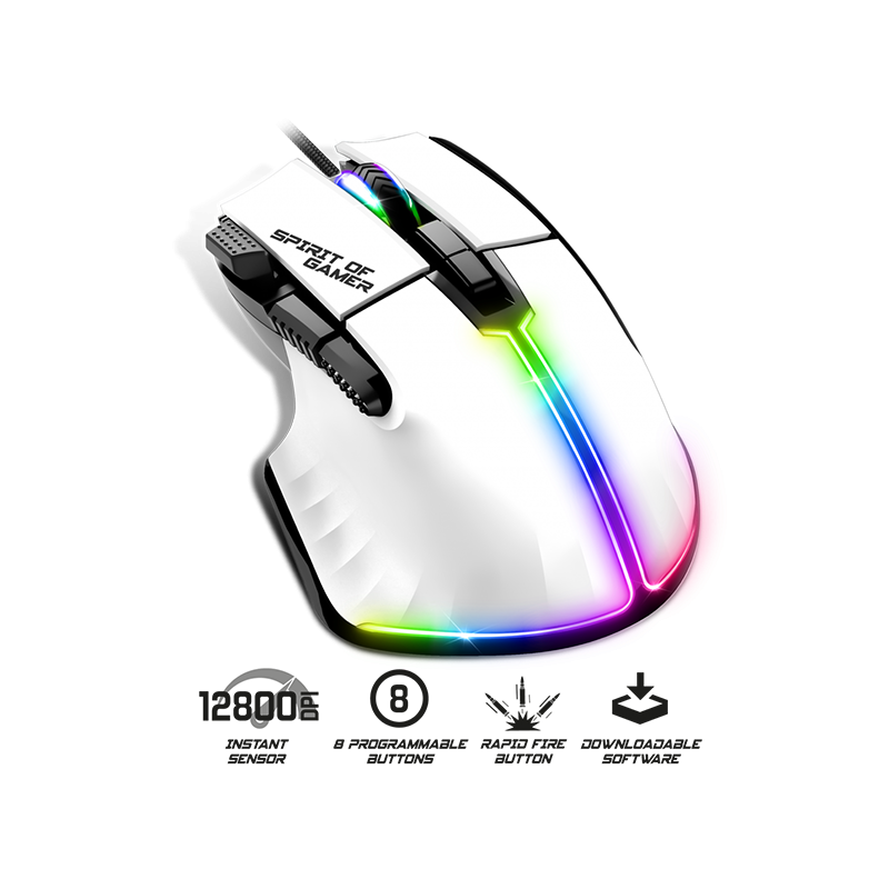 Souris PC gaming Pro M-5 Artic White - SPIRIT OF GAMER - SOURS-PM5RGBWT
