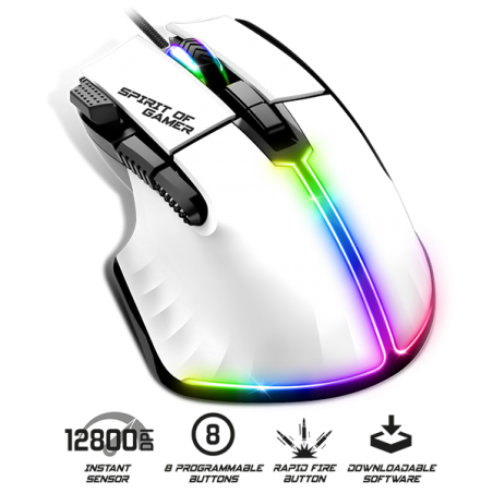 Souris PC gaming Pro M-5 Artic White - SPIRIT OF GAMER - SOURS-PM5RGBWT