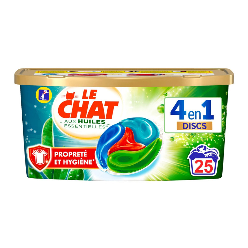 Lessive capsule Discs propreté hygiène 25 lavages 625g - LE CHAT 