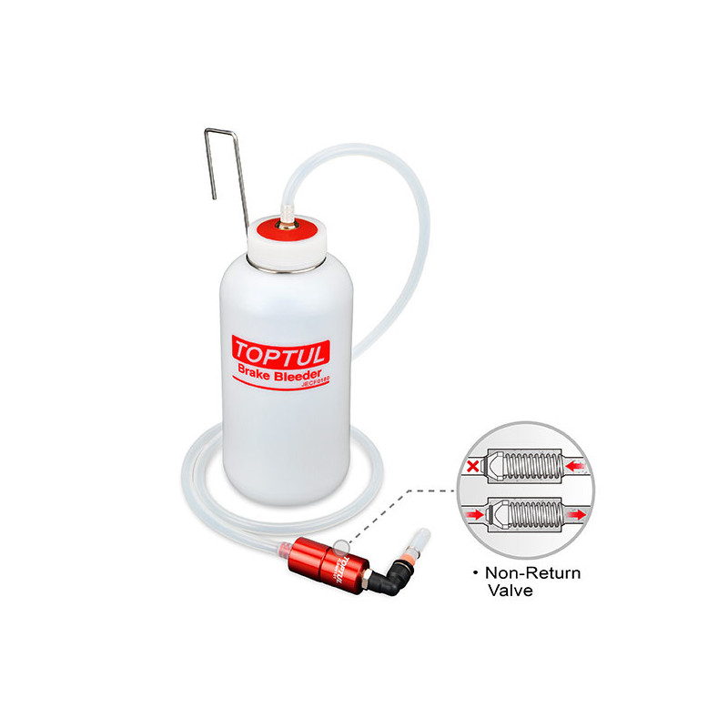 Valve de purge de frein avec bouteille de réception - TOPTUL - JECF0180
