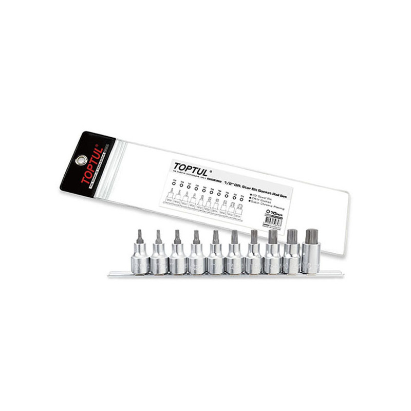 Jeu de rails de douilles étoile 1/2" 10pcs - TOPTUL - GAAG1006