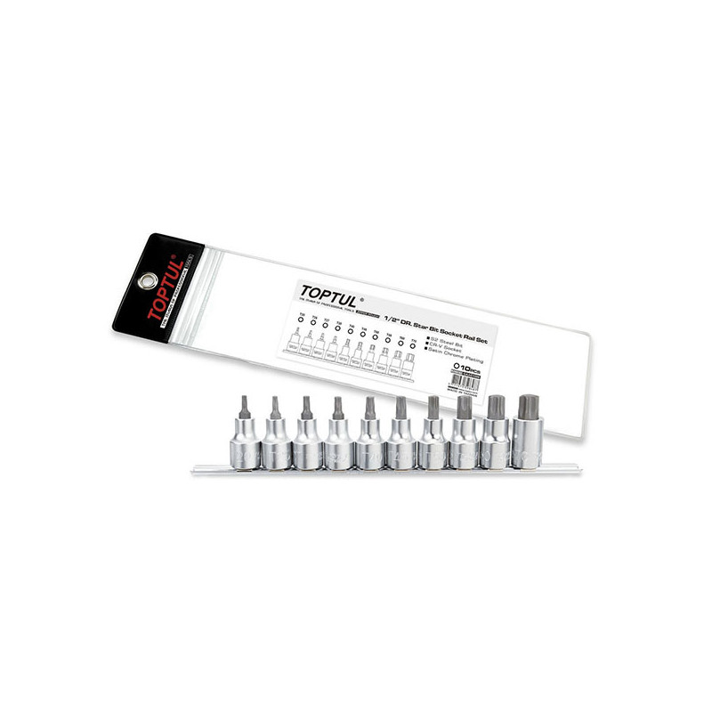 Jeu de rails de douilles étoile 1/2" 10pcs - TOPTUL - GAAG1006