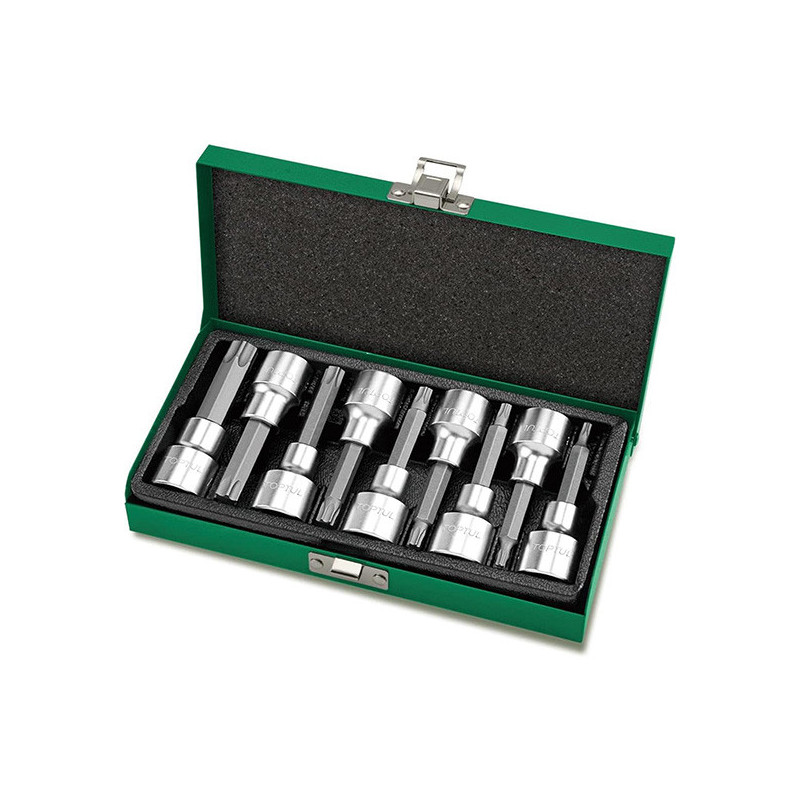 Jeu de douilles étoile longue 1/2" 9pièces - TOPTUL - GAAD0906