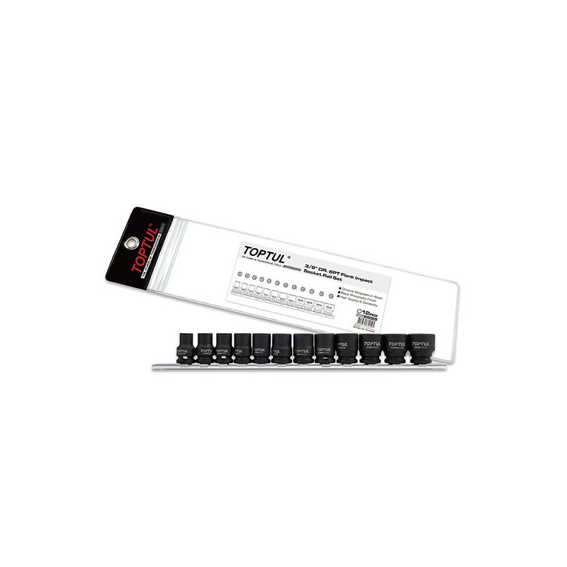 Jeu de rails de douilles à chocs 3/8" 12pcs - TOPTUL - GDAG1201