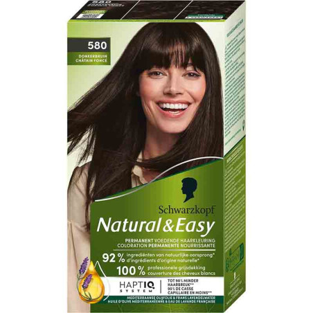 Coloration permanente natural & easy châtain foncé 580 165mL - SCHWARZKOPF - 34927