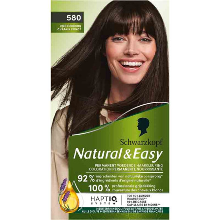 Coloration permanente natural & easy châtain foncé 580 165mL - SCHWARZKOPF - 34927
