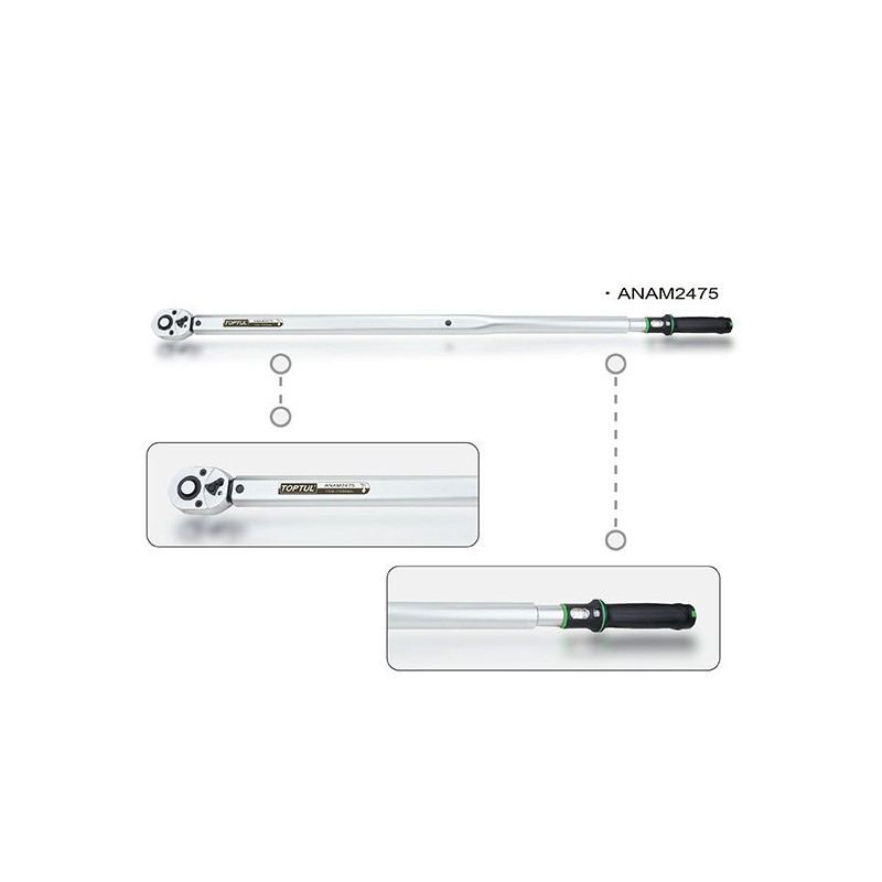 Clé dynamométrique réglable micrométrique 1/4" 5-25 Nm - TOPTUL -ANAM0803