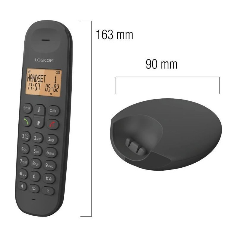 Téléphone sans fil Iloa 150 Noir - LOGICOM - ILOA 150 NOIRE