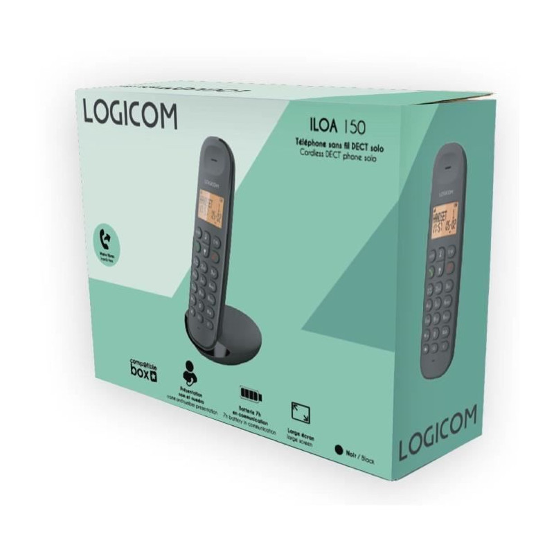 Téléphone sans fil Iloa 150 Noir - LOGICOM - ILOA 150 NOIRE