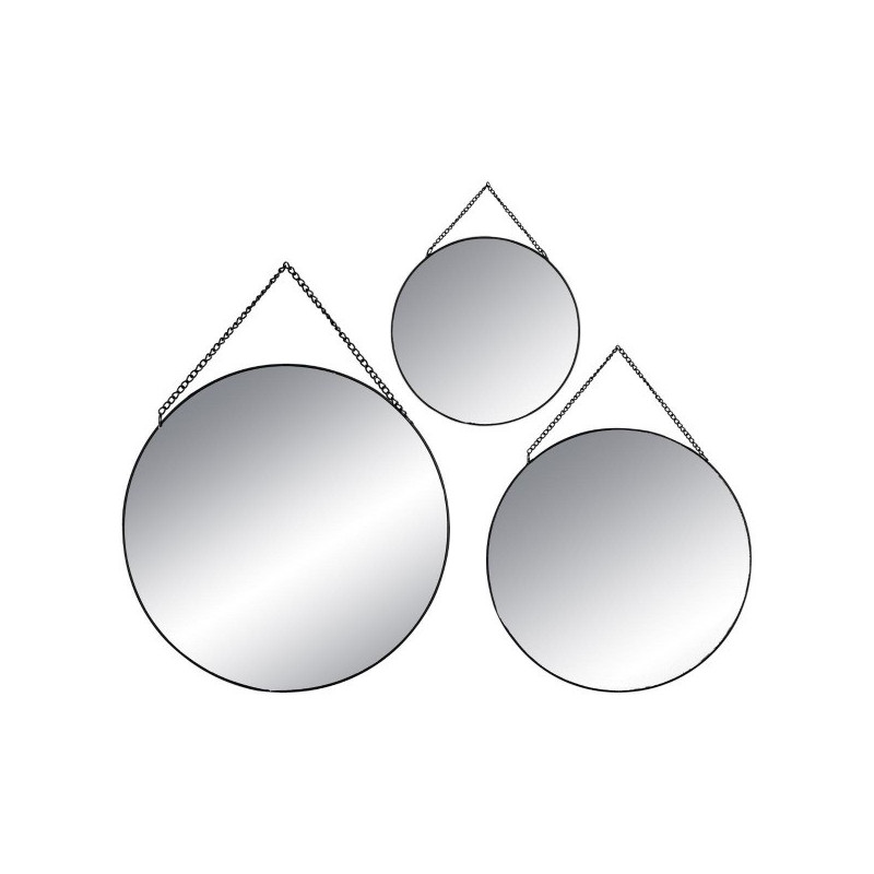 Miroir Rond Métal Chaîne x3 Noir