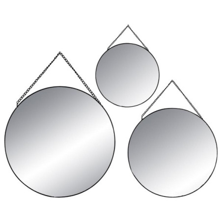 Miroir Rond Métal Chaîne x3 Noir