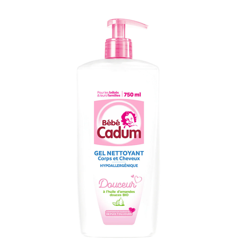 Gel nettoyant corps et cheveux à l'huile d'amandes douces bio 750mL - CADUM