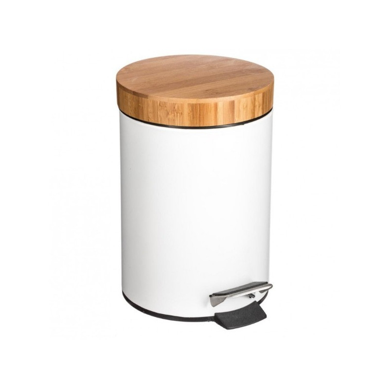 Poubelle Métal et Bambou 3 Litres Blanc