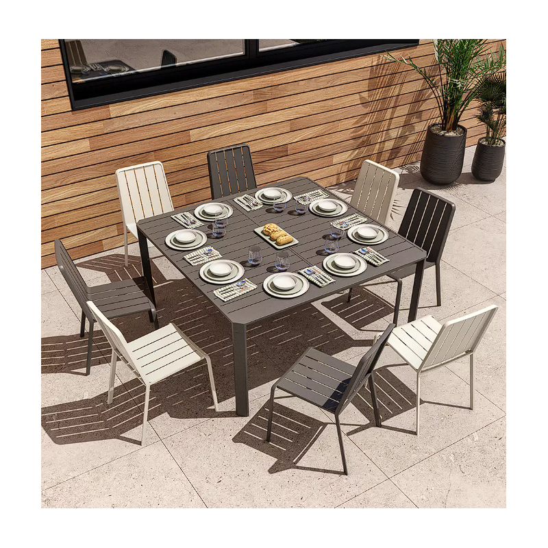 Table extensible Idaho aluminium anthracite, 8 places - NATERIAL