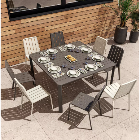 Table extensible Idaho aluminium anthracite, 8 places - NATERIAL