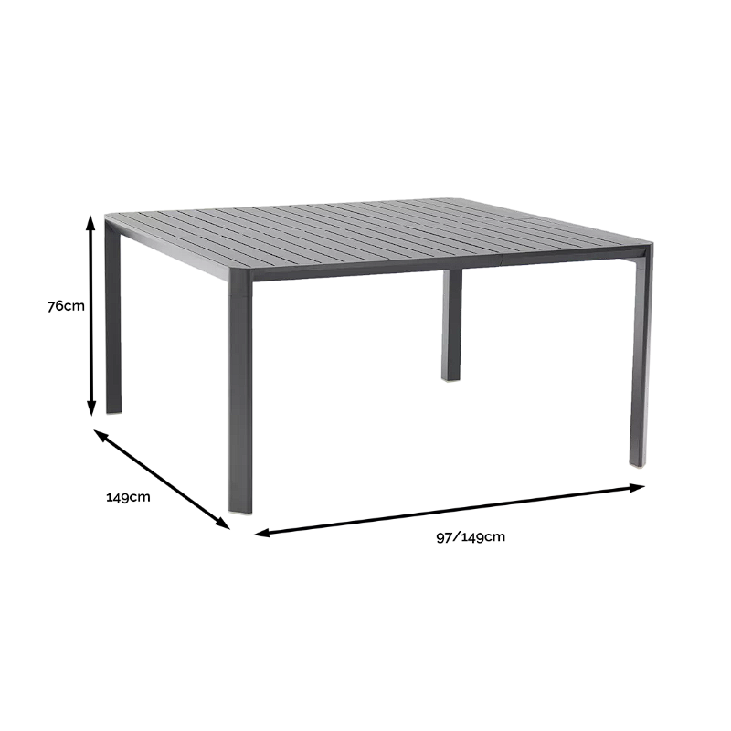 Table extensible Idaho aluminium anthracite, 8 places - NATERIAL