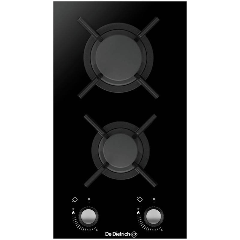 Plaque de cuisson Domino à gaz 2 foyers surface en verre Noir - DE DIETRICH - DPG3301B