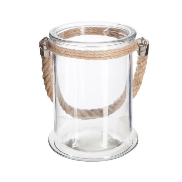 Photophore Verre + Corde Lena H 17 cm