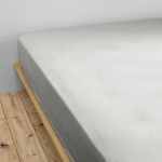 Drap housse en gaze de coton gris 160x200 cm Gaia