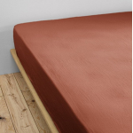 Drap housse double en gaze de coton terracotta 160x200 cm Gaia