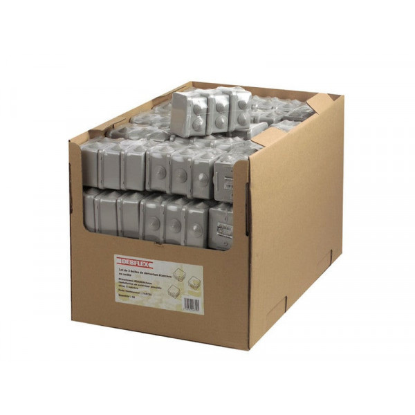 Lot de 3 boîtes de dérivation étanche en saillie DEBFLEX 5 entrées