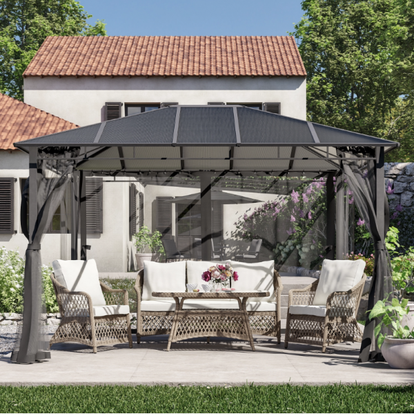 Salon de jardin - IDYLL NATERIAL - Beige - 5 personnes