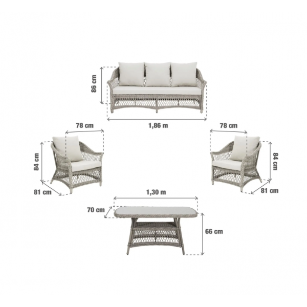 Salon de jardin - IDYLL NATERIAL - Beige - 5 personnes