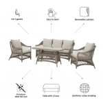 Salon de jardin - IDYLL NATERIAL - Beige - 5 personnes