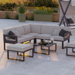 SALON DE JARDIN ODYSSEA GRIS ANTHRACITE 7 PERSONNES