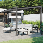 SALON DE JARDIN ODYSSEA GRIS ANTHRACITE 7 PERSONNES