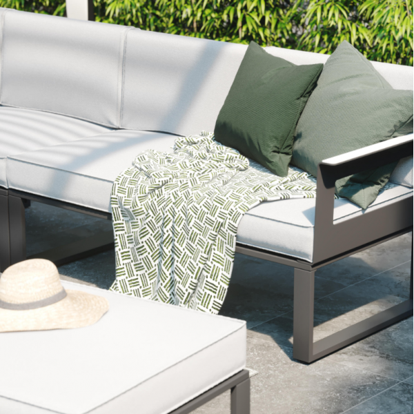SALON DE JARDIN ODYSSEA GRIS ANTHRACITE 7 PERSONNES
