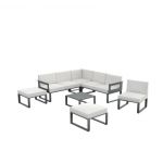 SALON DE JARDIN ODYSSEA GRIS ANTHRACITE 7 PERSONNES