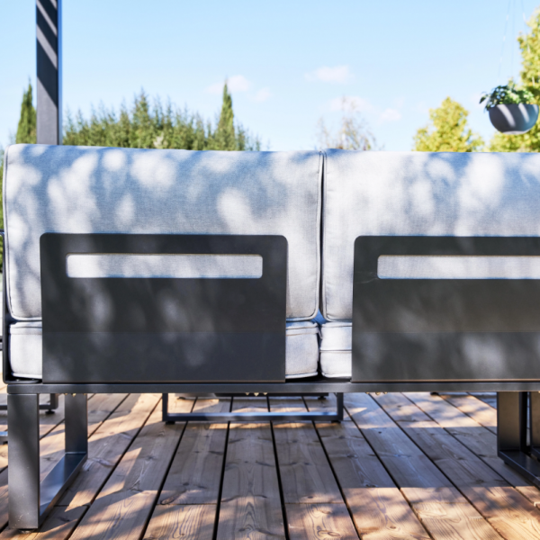 SALON DE JARDIN ODYSSEA GRIS ANTHRACITE 7 PERSONNES