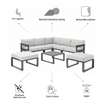SALON DE JARDIN ODYSSEA GRIS ANTHRACITE 7 PERSONNES