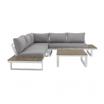 SALON DE JARDIN SAN DIEGO ALUMINIUM BLANC 5 PERSONNES