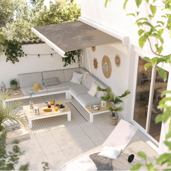 SALON DE JARDIN SAN DIEGO ALUMINIUM BLANC 5 PERSONNES