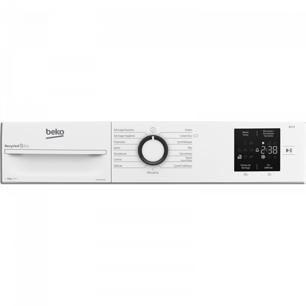 Sèche-linge hublot pompe à chaleur Eco Sense 8Kg Blanc - BEKO - D3H18301W