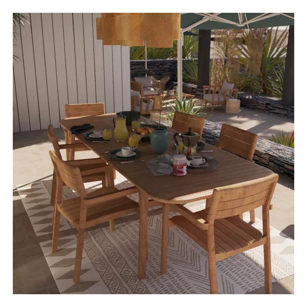 Fauteuil de jardin avec accoudoirs Aurora en teck Marron - NATERIAL - :100158077