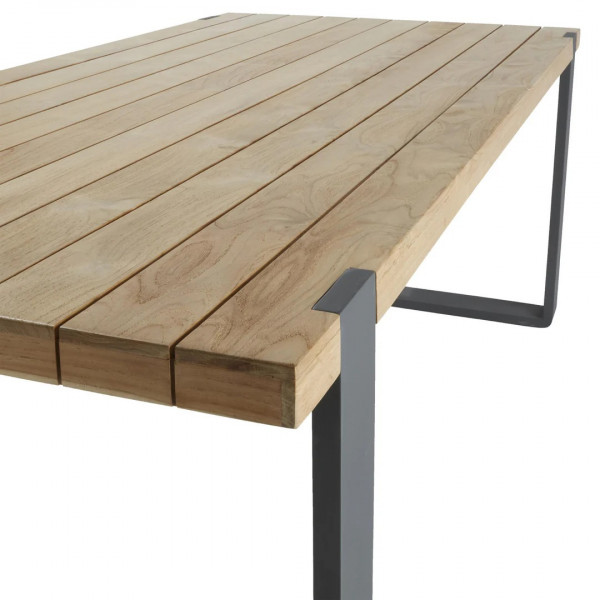 Table aluminium et teck Bermeo 8 places Gris foncé