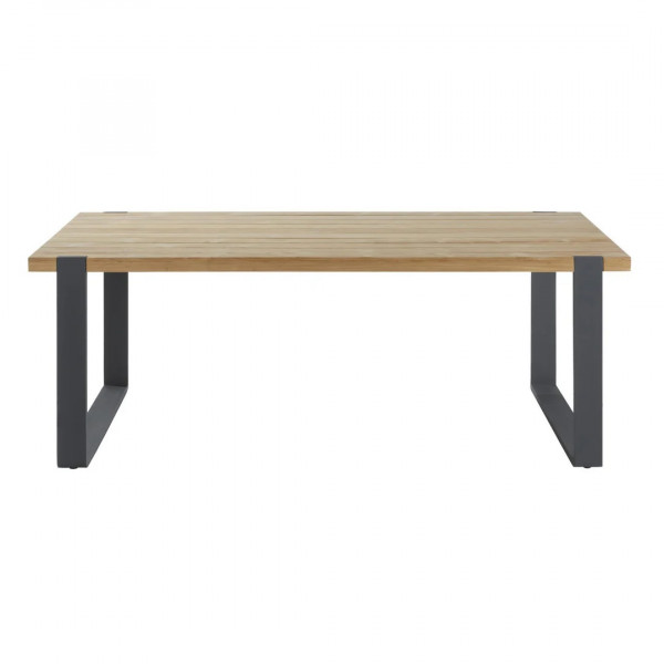 Table aluminium et teck Bermeo 8 places Gris foncé