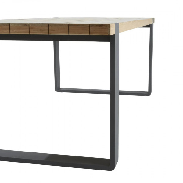 Table aluminium et teck Bermeo 8 places Gris foncé