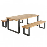 Table aluminium et teck Bermeo 8 places Gris foncé