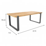 Table aluminium et teck Bermeo 8 places Gris foncé