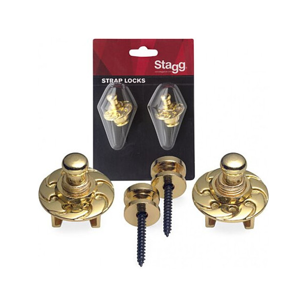 Boutons porte-sangle avec système de blocage Doré - STAGG - SSL1CR