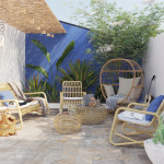 Salon de jardin - BELLIS NATERIAL - Naturel - 5 personnes