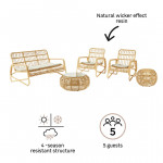 Salon de jardin - BELLIS NATERIAL - Naturel - 5 personnes