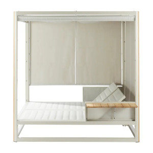 Bain de soleil double en aluminium et teck ELANI 2 places - NATERIAL