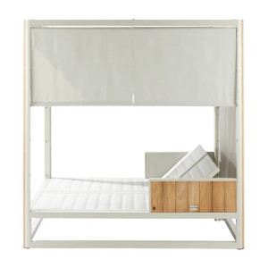 Bain de soleil double en aluminium et teck ELANI 2 places - NATERIAL