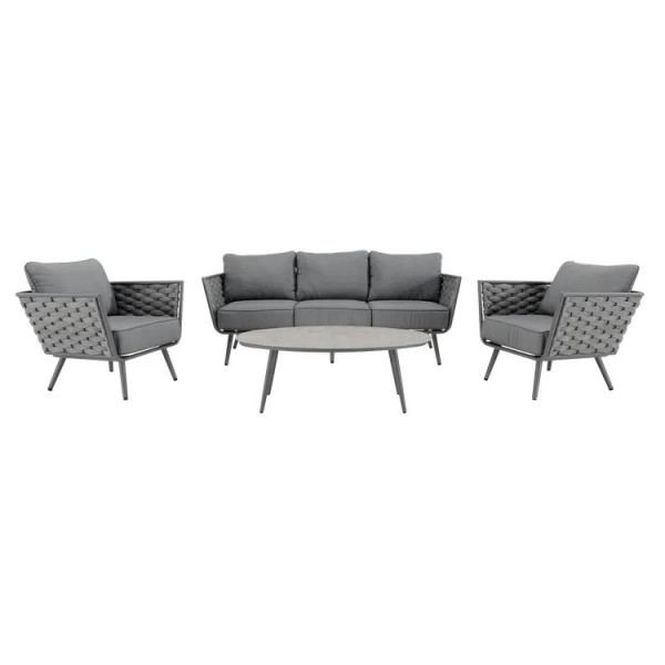 Salon de jardin - NILA NATERIAL - Gris  - 5 personnes