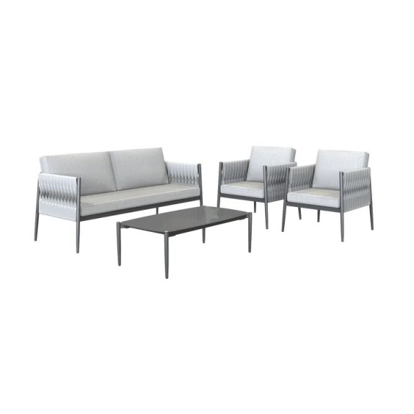 Salon bas de jardin aluminium HENIO 4 places